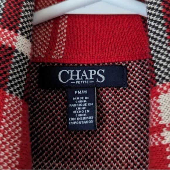 Chaps 100% cotton plaid knit asymmetrical zip vest - Picture 5 of 8